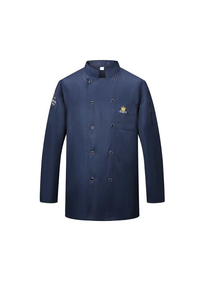 NIBEMINENT Mens Hotel Chef Uniform Kitchen Cooking Jacket Long Sleeve Food Service Restaurant Cook Coat Bakery Cafe Waiter Work Shirt  - Image 1