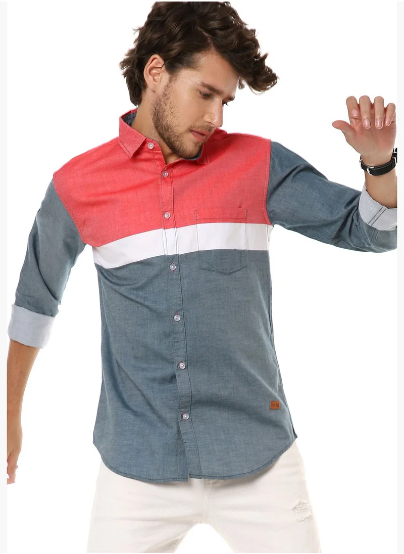 Campus Sutra Color Block Shirt