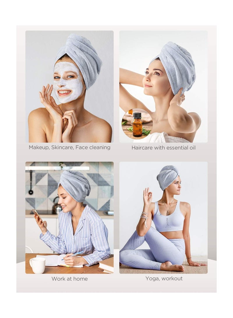 KHAJUL 3 Packs Microfiber Hair Towel for Wet Hair Pink Blue Grey - Image 5