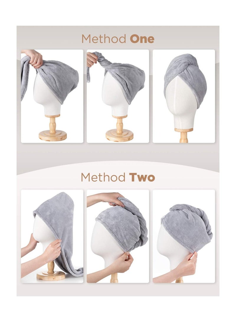 KHAJUL 3 Packs Microfiber Hair Towel for Wet Hair Pink Blue Grey - Image 3