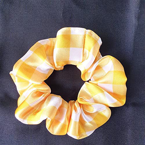 Silvr Bear Fresh Checks Scrunchies | Luxury Satin Printed Scrunchies SAME 4 COLORS AS PIC, Multi-Colour Summer Checks - Image 4