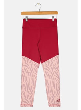Adidas Kids Girl Sportswear Fit Pull On Training Leggings, Maroon Combo  - Image 1