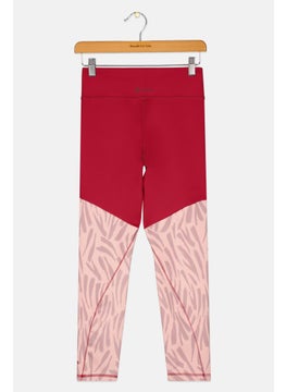 Adidas Kids Girl Sportswear Fit Pull On Training Leggings, Maroon Combo  - Image 2