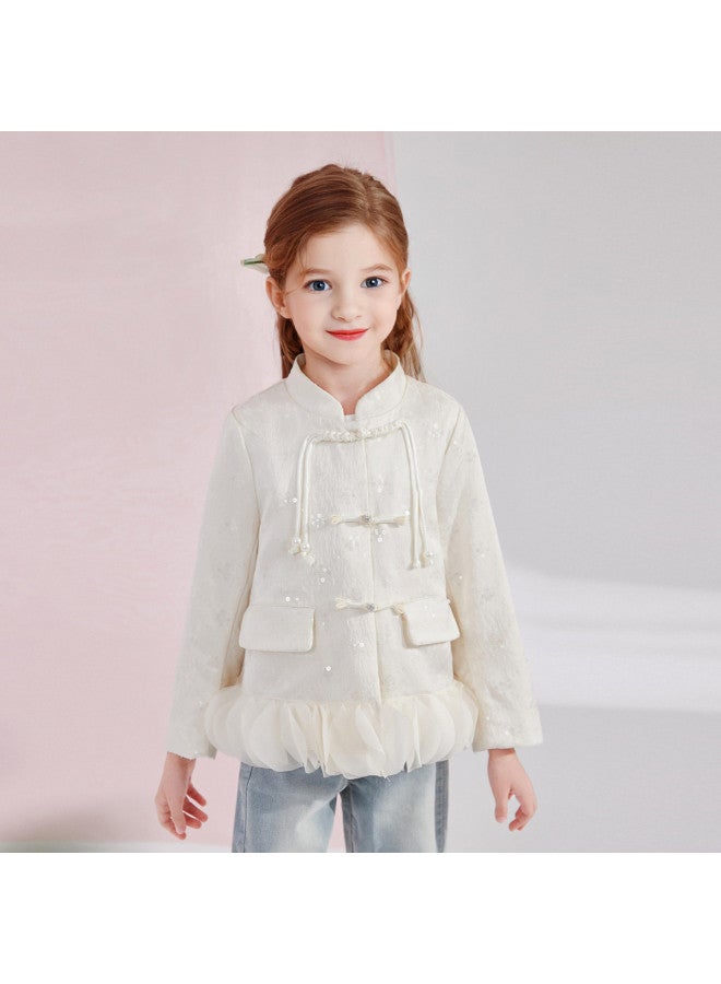 DEESHA 【معطف كلاسيكي على الطراز الصيني بقلابة تشيباوسام】 ملابس خارجية للفتيات في الربيع والخريف، قميص علوي جديد للأطفال على الطراز الصيني - Image 3