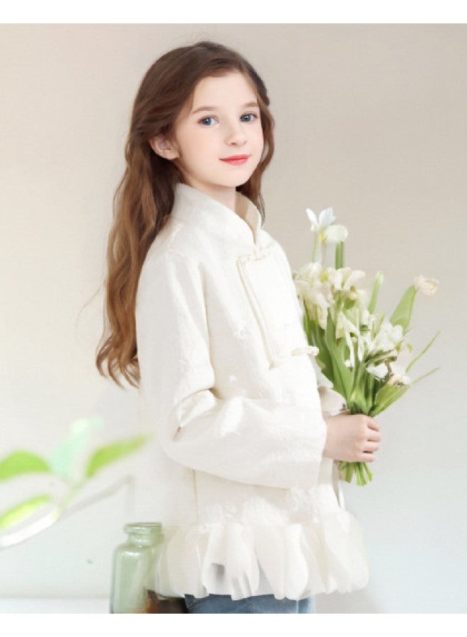 DEESHA 【معطف كلاسيكي على الطراز الصيني بقلابة تشيباوسام】 ملابس خارجية للفتيات في الربيع والخريف، قميص علوي جديد للأطفال على الطراز الصيني - Image 1