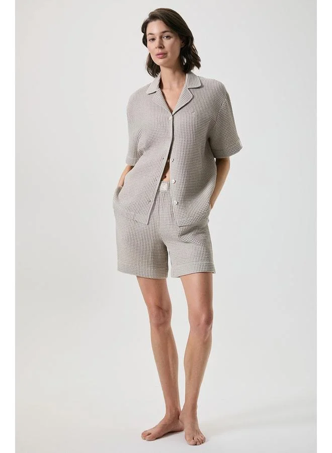 Penye Mood 100% cotton waffle shorts set.