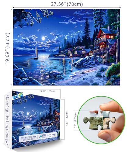Blueforest Moonlight Village 1000 Piece Puzzle for Adults Fun Puzzles for Adults 1000 Pieces with HD Print Poster 275 X197 in Dust Free for Gifts Halloween Christmas Family Games Lovers - Image 5