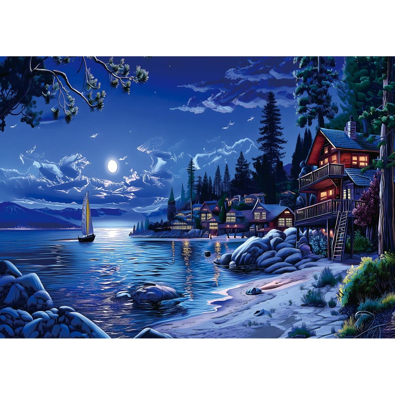 Blueforest Moonlight Village 1000 Piece Puzzle for Adults Fun Puzzles for Adults 1000 Pieces with HD Print Poster 275 X197 in Dust Free for Gifts Halloween Christmas Family Games Lovers - Image 3