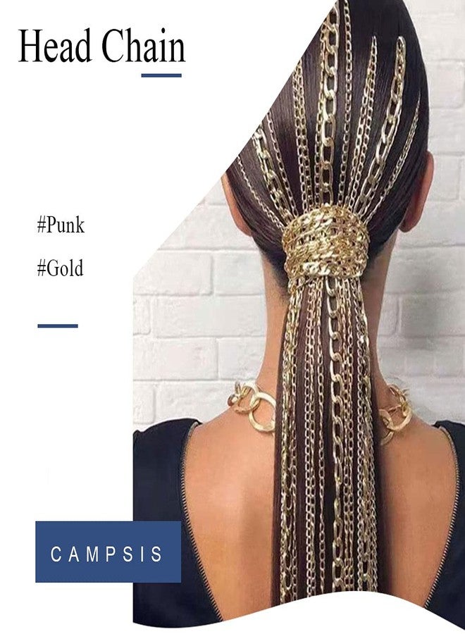 Campsis سلسلة شعر ذهبية من كامبسي، مجموعة 6 قطع من المشابك المعدنية، ملحقات ذيل حصان زخرفية للنساء - Image 2