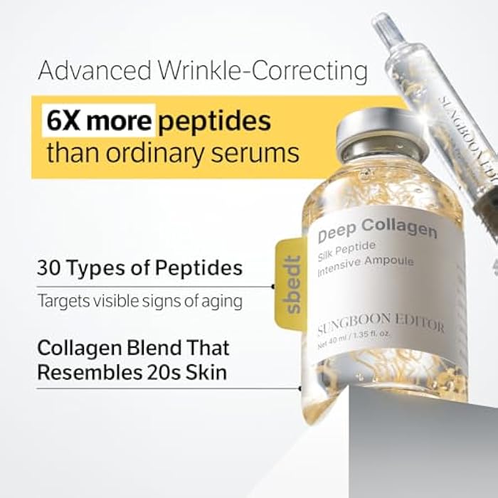 SUNGBOON EDITOR Silk Peptide Intensive Lifting Ampoule | Korean Anti-Aging Serum for Face with Collagen & 30 Peptide Complex | Skin Tightening & Firming (Botox Effect) | 72H Hydration - Image 4
