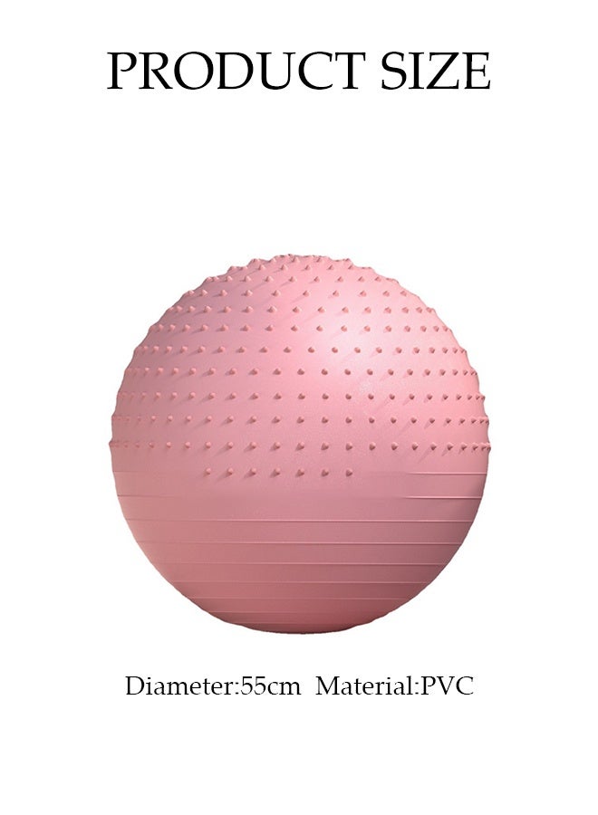 DUNISO Yoga Ball，Anti-burst Pilates Ball，Semi Convex Point Yoga Massage Ball，for Yoga, Pilates, Gymnastics & Fitness, Birthing,Physical Therapy，55cm，Pink - Image 2