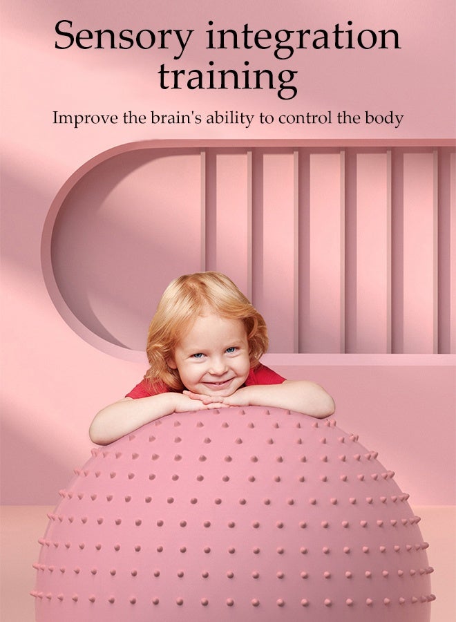 DUNISO Yoga Ball，Anti-burst Pilates Ball，Semi Convex Point Yoga Massage Ball，for Yoga, Pilates, Gymnastics & Fitness, Birthing,Physical Therapy，55cm，Pink - Image 3