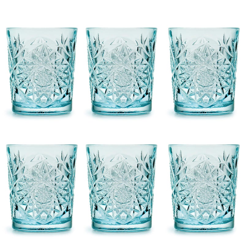 كأس شرب ليبي هوبستار أزرق سماوي 355 مل 355 كل 6 قطع تصميم عتيق آمن للغسل في غسالة الصحون