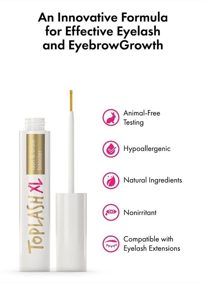 Toplash - XL Lash and Brow Booster, Growth Serum with Eyelash and Eyebrow Enhancer, Promotes Stronger, Thicker, Healthier Lashes with Botanicals and Peptides - Image 1