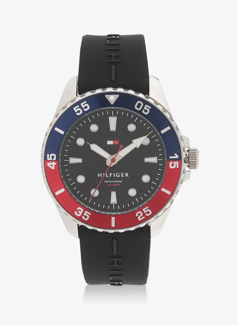 Tommy Hilfiger 3-Hand Quartz Movement Watch For Youth With Black Silicone Bracelet - 1720046