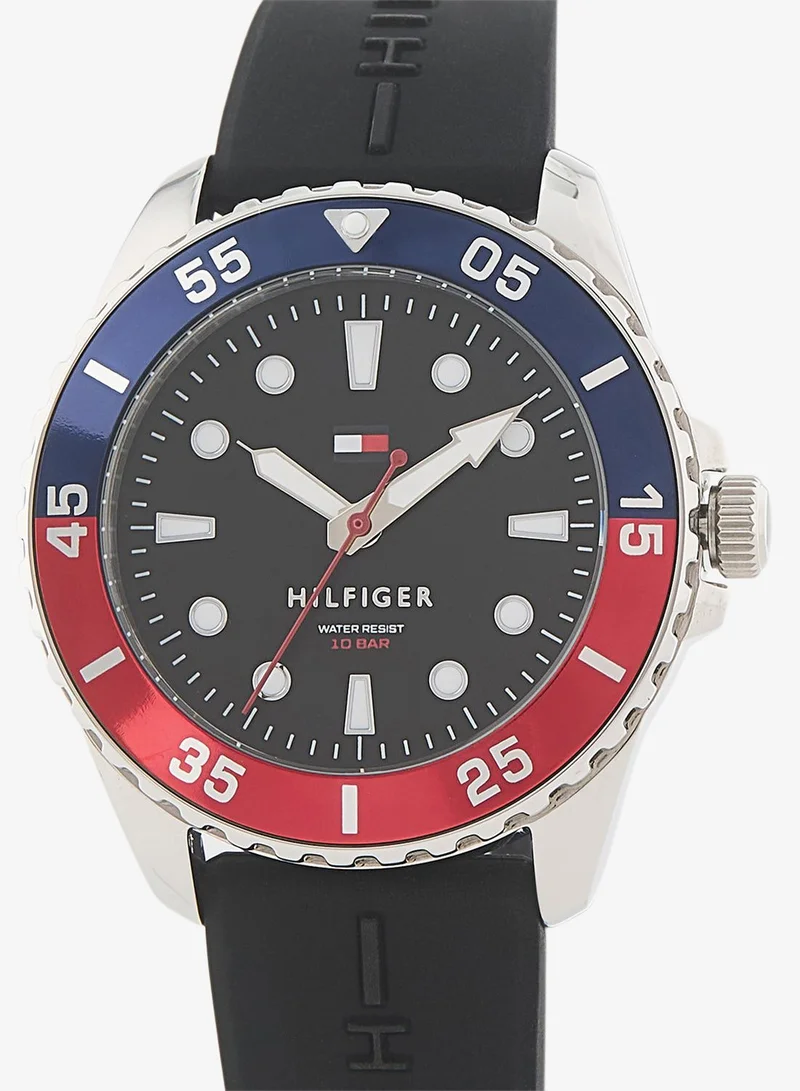 Tommy Hilfiger 3-Hand Quartz Movement Watch For Youth With Black Silicone Bracelet - 1720046