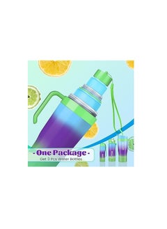Spaceshoop Gradient Water Bottle Set, 3 Sizes (1200ml/800ml/300ml), Double Drinking Cup with Straw and Handle  - Image 2