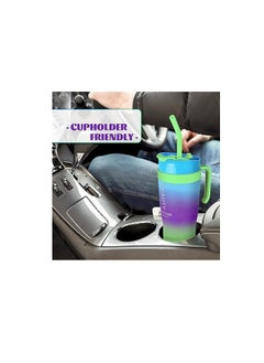 Spaceshoop Gradient Water Bottle Set, 3 Sizes (1200ml/800ml/300ml), Double Drinking Cup with Straw and Handle  - Image 3