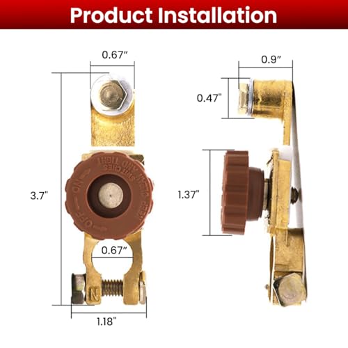 STHIRA® Disconnect Switch, Universal 12V/125A Negative Battery Disconnect, Quick Disconnection, Twist-knob Battery Cut Off Switch for Car Truck Marine RV and Electrical Equipment, Pure Copper - Image 2