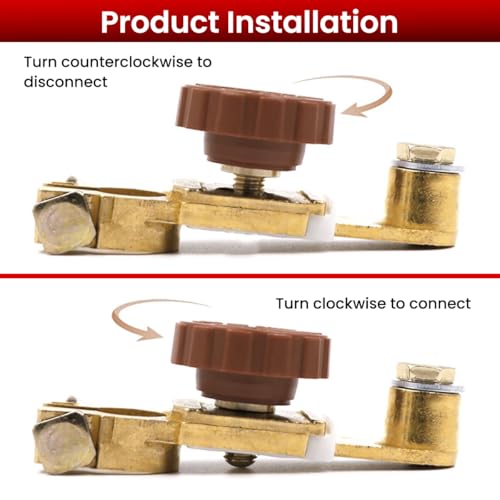 STHIRA® Disconnect Switch, Universal 12V/125A Negative Battery Disconnect, Quick Disconnection, Twist-knob Battery Cut Off Switch for Car Truck Marine RV and Electrical Equipment, Pure Copper - Image 3