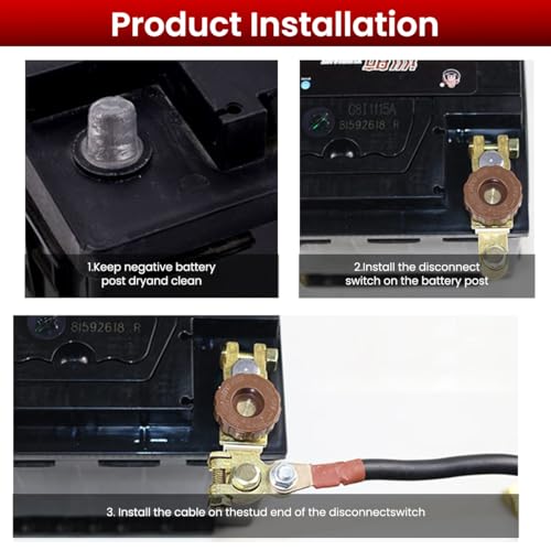 STHIRA® Disconnect Switch, Universal 12V/125A Negative Battery Disconnect, Quick Disconnection, Twist-knob Battery Cut Off Switch for Car Truck Marine RV and Electrical Equipment, Pure Copper - Image 4