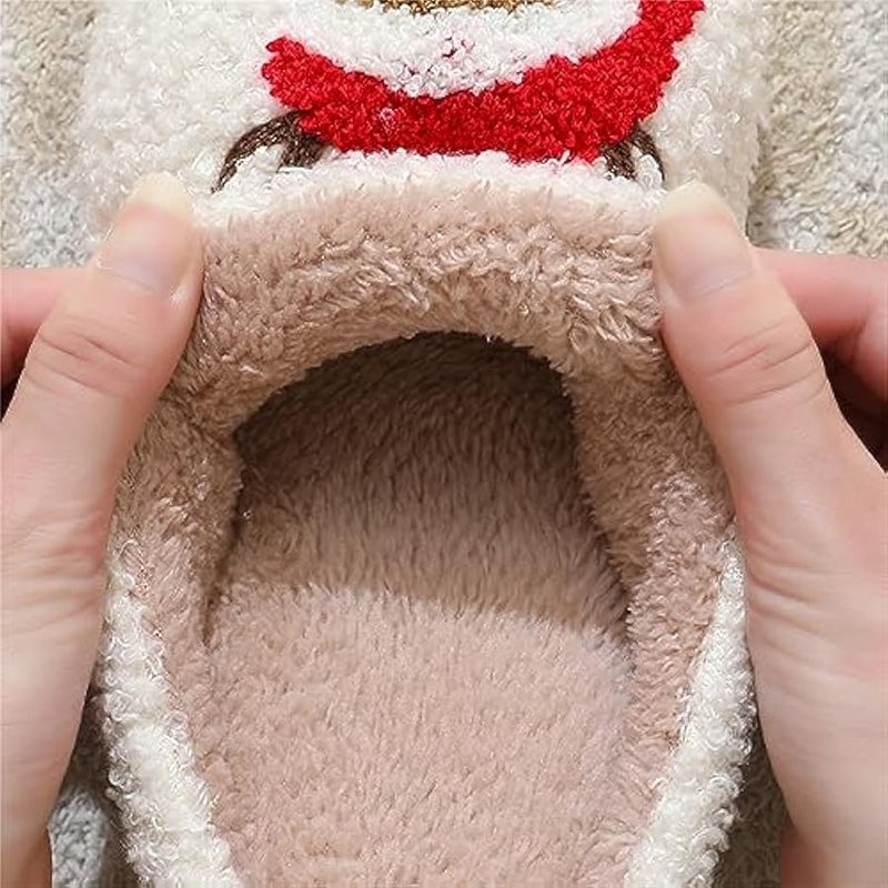 إسكدنيا شبشب نسائي بنمط لطيف على شكل قلب كبير على شكل فطر دافئ وناعم لغرفة النوم، صنادل زغبية مغلقة من الامام غير قابلة للانزلاق للمنزل وغرفة النوم - Image 3