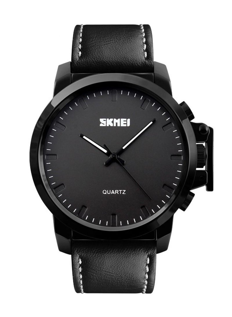 SKMEI ساعة يد رجالية من الكوارتز مقاومة للماء بحزام جلدي - 1208 - Image 1