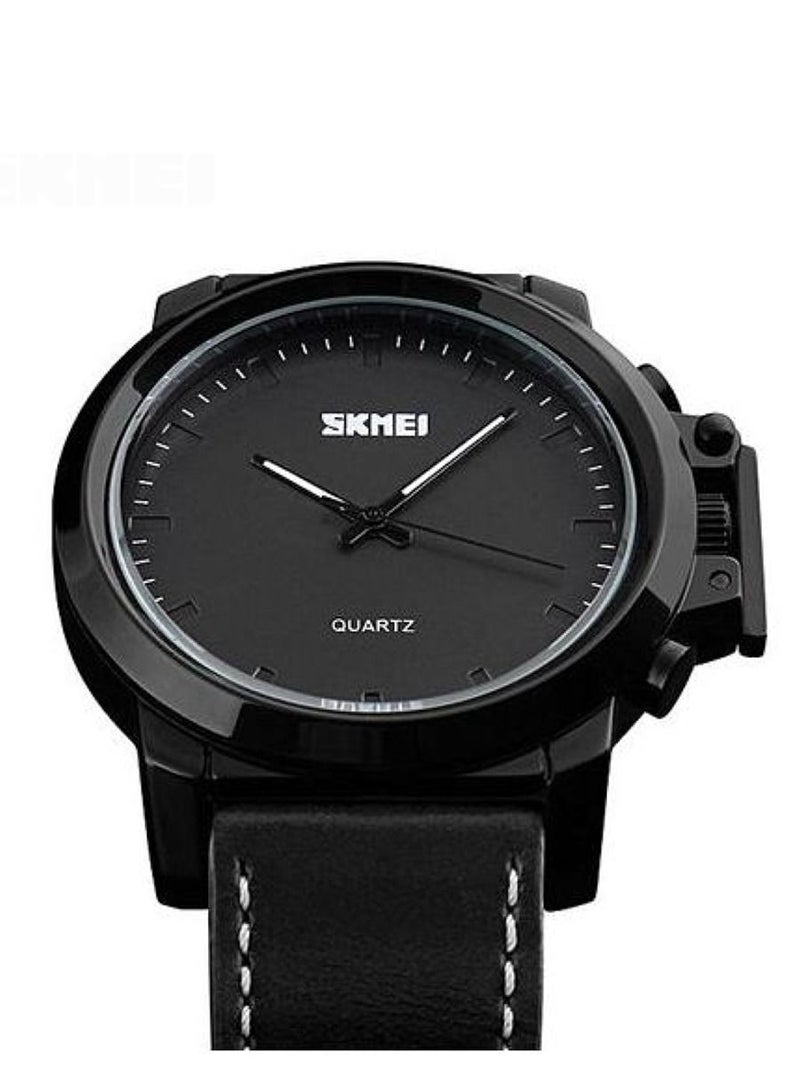 SKMEI ساعة يد رجالية من الكوارتز مقاومة للماء بحزام جلدي - 1208 - Image 4