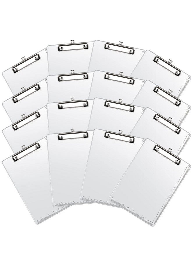 Henoyso 16 Pieces Metal Clipboard A4 Letter Size 12.5 X 9 Inch Aluminum Edge Document Holder With Scale Aluminum Edge Clipboard With Low Profile Clip Vertical Silver Hardboard For Office School - Image 1