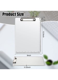 Henoyso 16 Pieces Metal Clipboard A4 Letter Size 12.5 X 9 Inch Aluminum Edge Document Holder With Scale Aluminum Edge Clipboard With Low Profile Clip Vertical Silver Hardboard For Office School  - Image 2