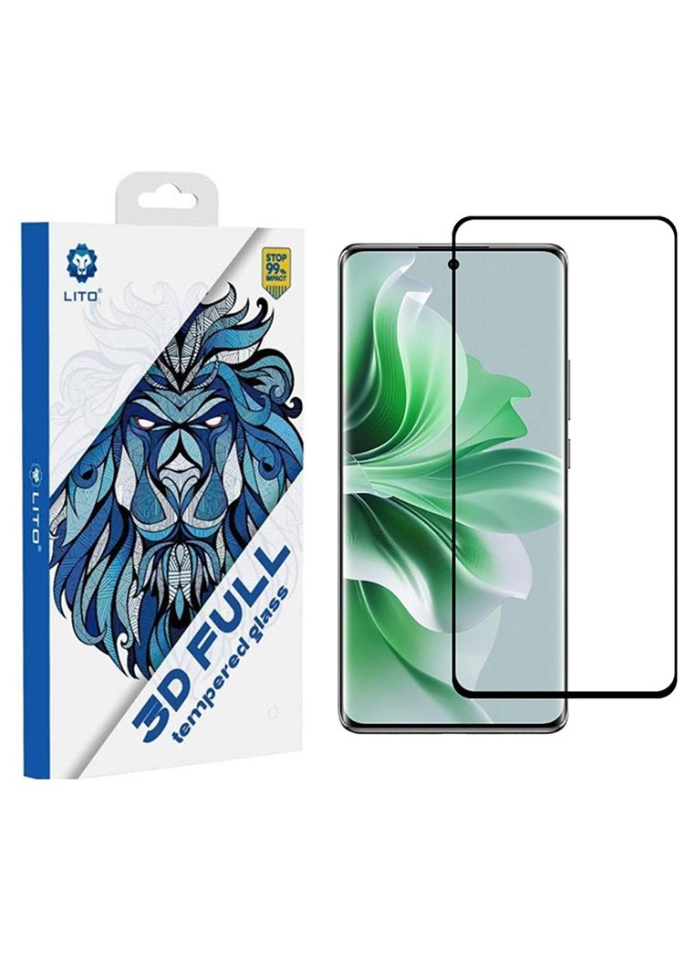Lito Lito 3D Full Cover Tempered Glass For Oppo Reno 11 5G/Reno 11 Pro 5G Fingerprint Working  - Image 1