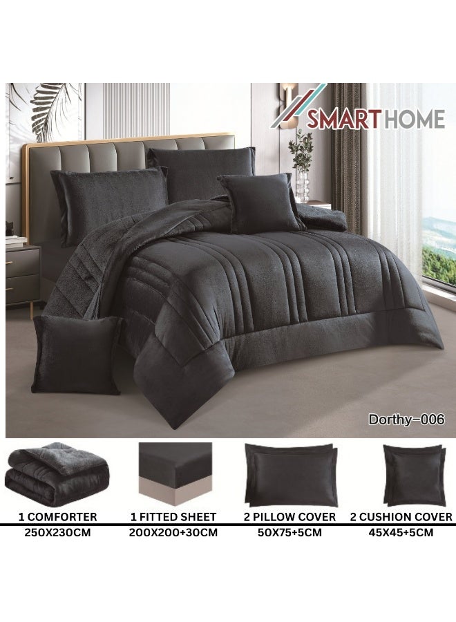 SMART HOME Winter double bedspread, double-sided system - velvet side and microfiber side, double-filled bedspread set, sleeping set consisting of 6 pieces (1 bedspread with filling + 1 fitted sheet for the mattress + 2 pillowcases + 2 square pillowcases). Bedspread size is 250X230 cm (color same as the picture) - Image 3