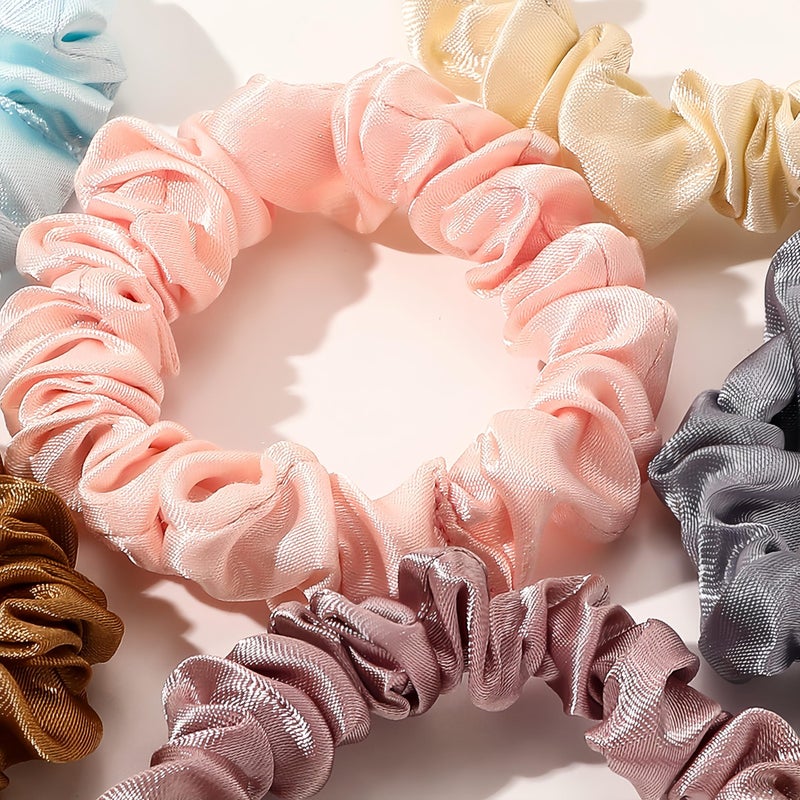 BIEAEIA 25 pcs Scrunchies Silk Satin Hair Ties, Thin scrunchies for women, satin scrunchies bulk, hair ties no damage, Hair Accessories Gift for Women and Girls (Black) - Image 3