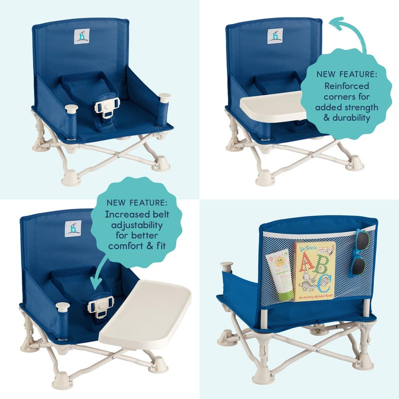 Hiccapop OmniBoost Travel Booster Seat with Tray for Baby | Folding Portable Baby Booster Seat for Dining Table, Camping, Beach, Grandma’s | Tip-Free Design Straps to Kitchen Chairs - Booster Chair - Image 5