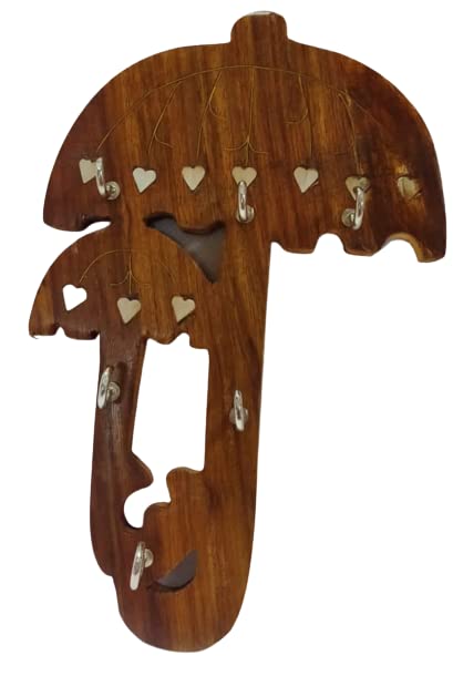 Beauty Tool Wooden Fancy Design Key Chain HolderStand for Home Office Shop 20cmX13cm Pack of 1 Brown  - Image 2