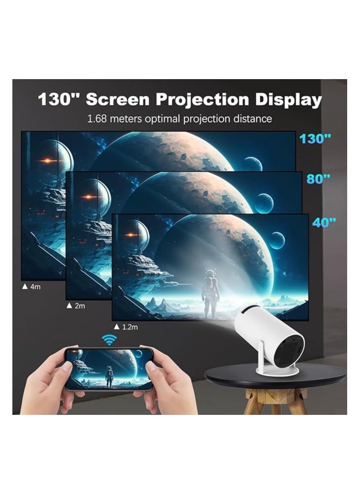 Generic - Mini Projector HY300 PRO - 4K, Auto Keystone Correction, 200 ANSI Lumens, Portable Smart Projector with 2.4/5G WiFi 6, BT 5.0, 130 Inch Screen, 180 Degree Flip, Round Design - Home Video Projector - Image 1