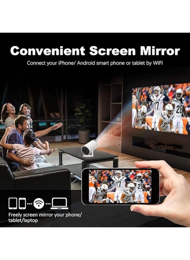 Generic - Mini Projector HY300 PRO - 4K, Auto Keystone Correction, 200 ANSI Lumens, Portable Smart Projector with 2.4/5G WiFi 6, BT 5.0, 130 Inch Screen, 180 Degree Flip, Round Design - Home Video Projector - Image 1