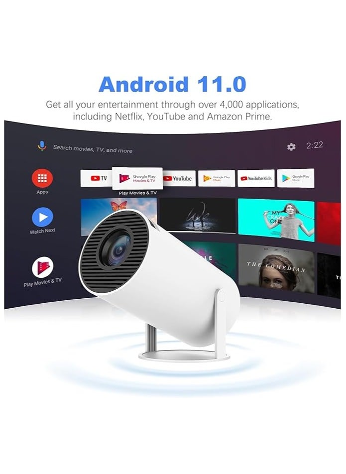 Generic - Mini Projector HY300 PRO - 4K, Auto Keystone Correction, 200 ANSI Lumens, Portable Smart Projector with 2.4/5G WiFi 6, BT 5.0, 130 Inch Screen, 180 Degree Flip, Round Design - Home Video Projector - Image 1