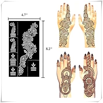 QSTOHENA Flower Tattoo Stencils Kit for Women Girls 9 Sheets Glitter Tattoo Stencils Stickers Reusable Temporary Tattoos Templates for Hands Finger Body Art82 x 47 - Image 5