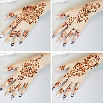 QSTOHENA Flower Tattoo Stencils Kit for Women Girls 9 Sheets Glitter Tattoo Stencils Stickers Reusable Temporary Tattoos Templates for Hands Finger Body Art82 x 47 - Image 3