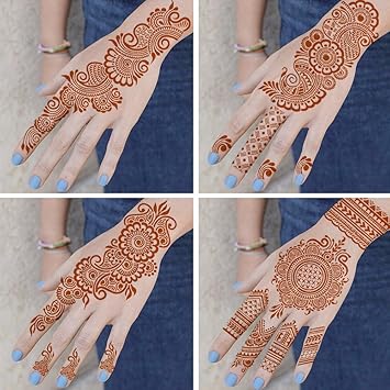 QSTOHENA Flower Tattoo Stencils Kit for Women Girls 9 Sheets Glitter Tattoo Stencils Stickers Reusable Temporary Tattoos Templates for Hands Finger Body Art82 x 47 - Image 2