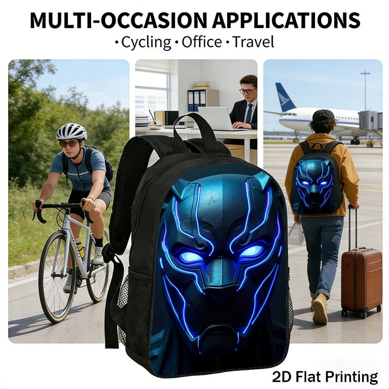 Fashion Black Panther Helmet Mask Backpack Durable Large Capacity 2D Flat Print for travel gym campus for Unisex - Image 5