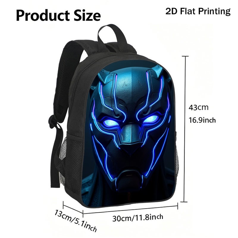 Fashion Black Panther Helmet Mask Backpack Durable Large Capacity 2D Flat Print for travel gym campus for Unisex - Image 3