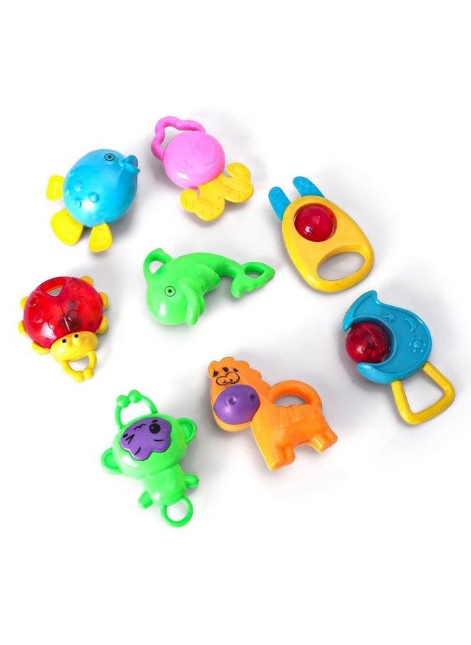 BabyGo Rattle Set With Teathers For New Born Babies Toy For Babies Nontoxicpack Of 8 (Multi Color)  - Image 1