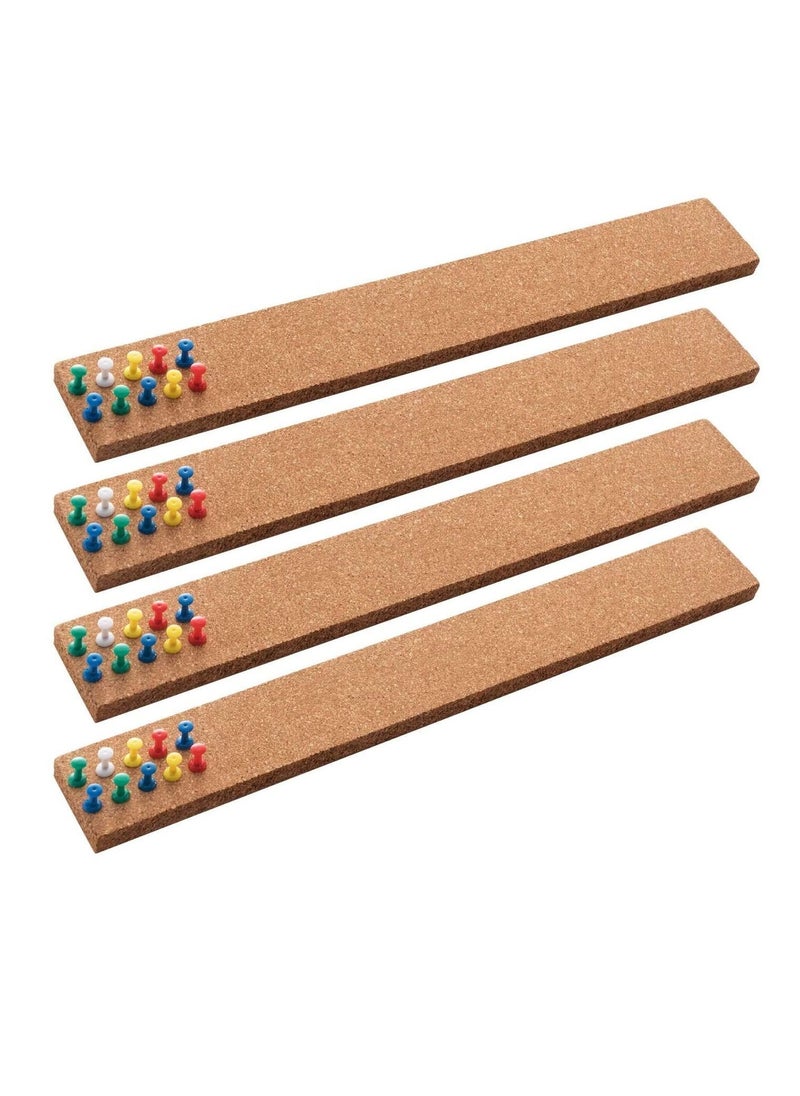 SYOSI Cork Board, Bulletin Board Bar Strip, 15"" x 2""- 1/2"" Thick, Frameless Cork Board Strips, with 35 Multi-Color Push Pins, Strong Self Adhesive Backing  - Image 1