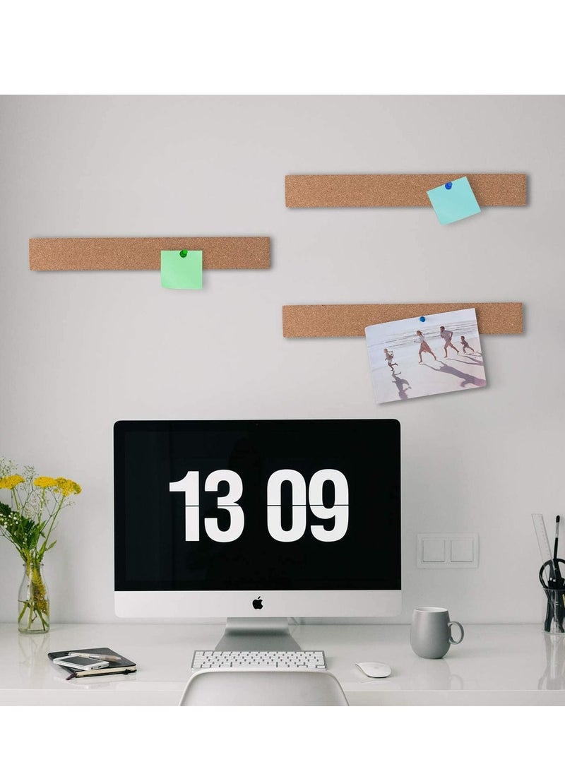 SYOSI Cork Board, Bulletin Board Bar Strip, 15"" x 2""- 1/2"" Thick, Frameless Cork Board Strips, with 35 Multi-Color Push Pins, Strong Self Adhesive Backing  - Image 3