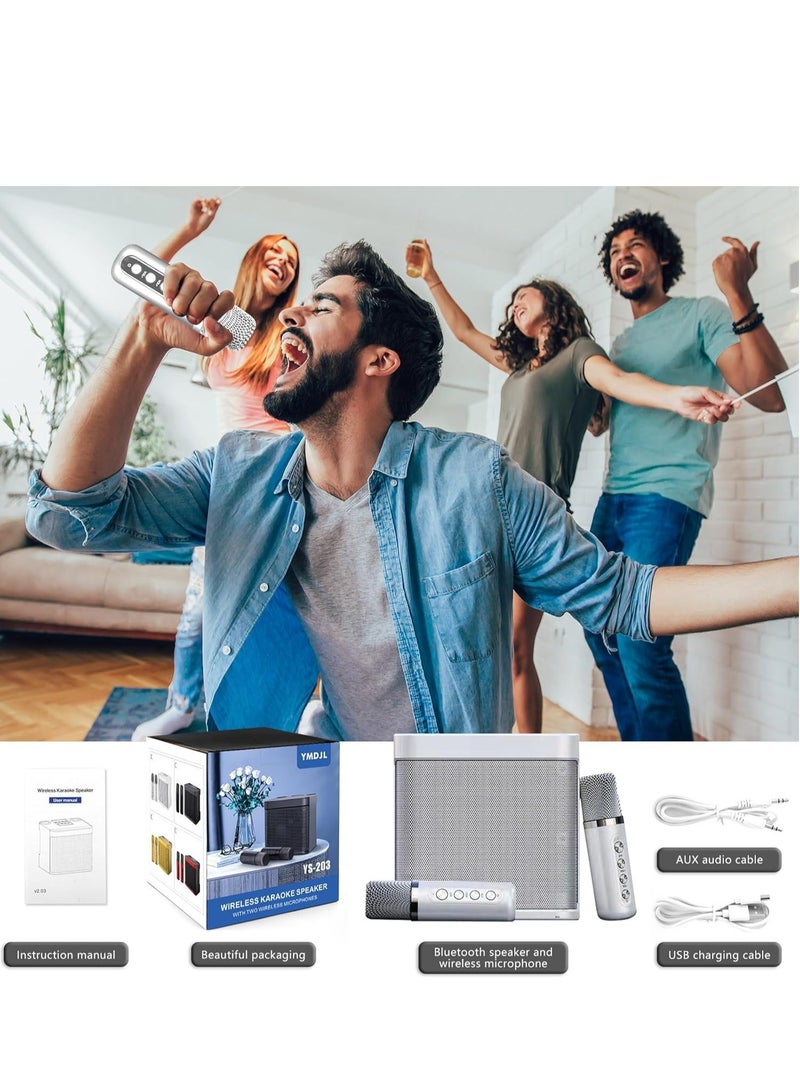 TIGER Karaoke Machine with 2 Wireless Microphones – Portable Bluetooth Karaoke Speaker PA System with Echo & Vocal Cut – Supports TF, AUX-in, USB Flash Disk for Indoor & Outdoor Parties – Perfect for Family Party Singing - Image 5