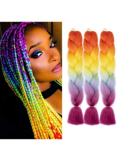 Synthetic Braiding Hair Extensions Rainbow Jumbo Braid For Twist Braiding Hair Extensions 24Inch 3Pcs/Lot(Rainbow Color) - pzsku/ZED959FA815C863B7D3DDZ/45/_/1696663825/57674a8d-e789-4d95-8585-7c3c8b9489e6