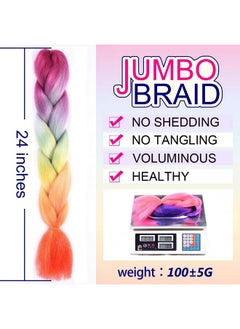 Synthetic Braiding Hair Extensions Rainbow Jumbo Braid For Twist Braiding Hair Extensions 24Inch 3Pcs/Lot(Rainbow Color) - pzsku/ZED959FA815C863B7D3DDZ/45/_/1696663829/191d7bea-303e-43a1-a372-b3632516a555