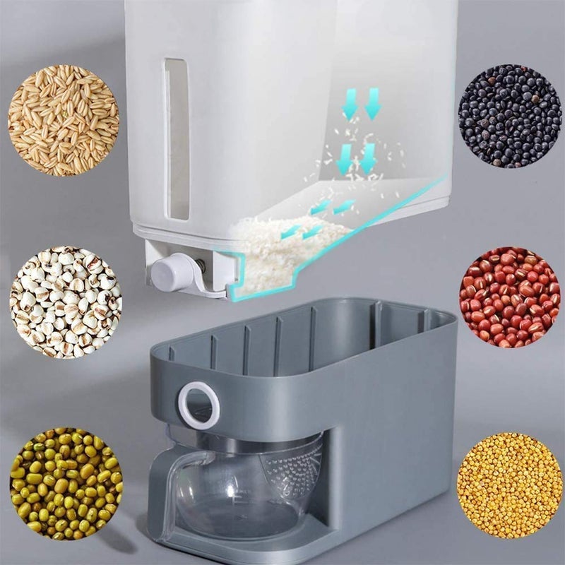 Jolfay Jolfay Airtight Food Dispenser Kitchen Storage Container for CornflakesCerealPulsesBeansOatmealCandyNamkeenDry FoodChaval Bucket PVC 10 kg 1 Piece gray  - Image 5